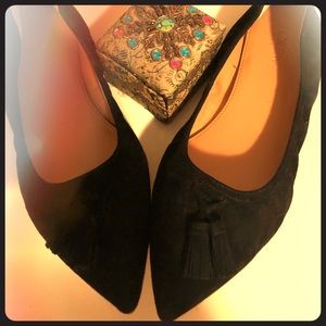 J crew suede tassel flats